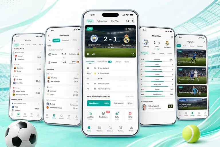 必赢 App使用亮点，比赛日更方便 页面展示